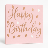 Blush Birthday Beverage Napkins with Rose Gold "Happy Birthday" Design, 5-Inch, 12-Pack